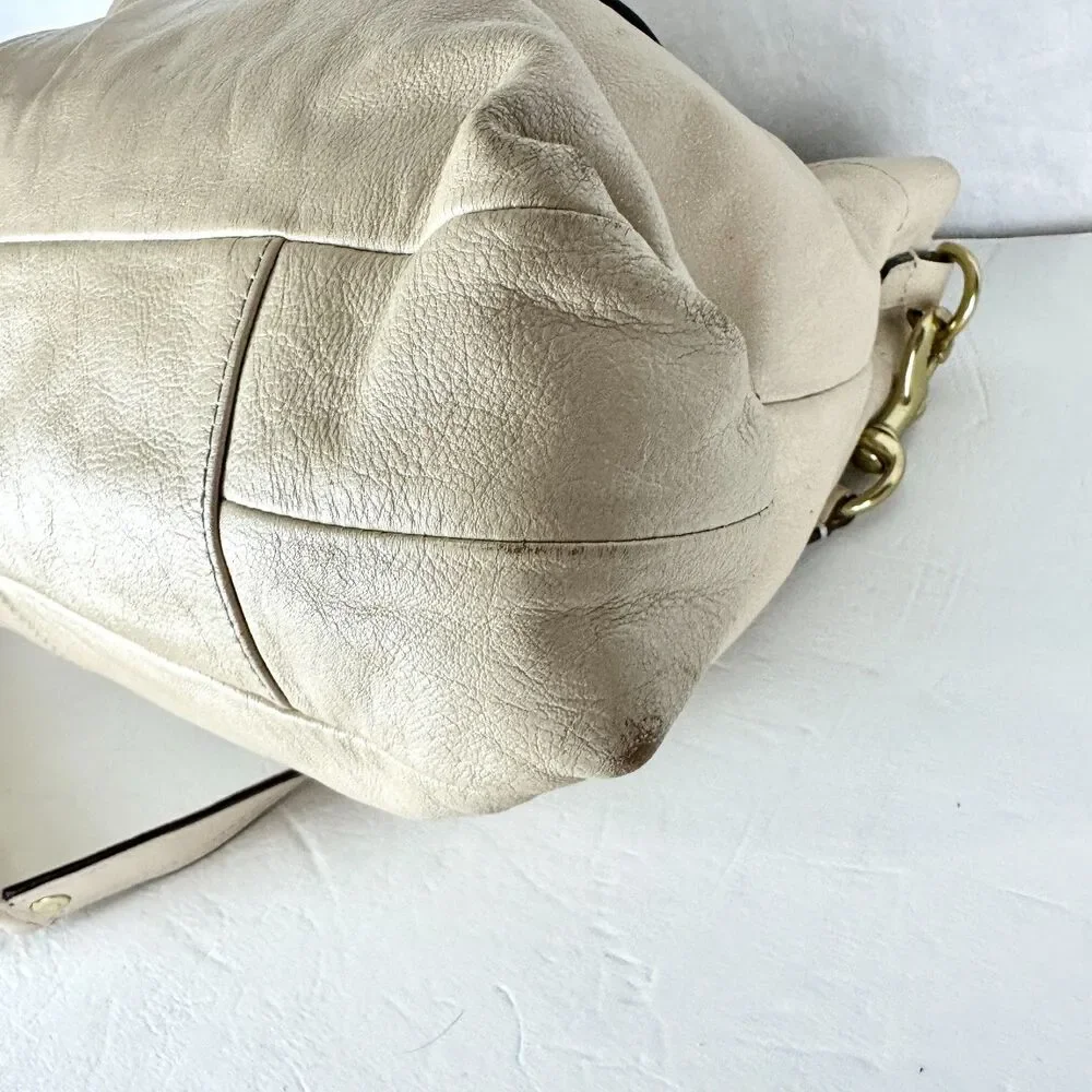 Coach Ashley Leather Carryall Satchel Purse Bone F15513